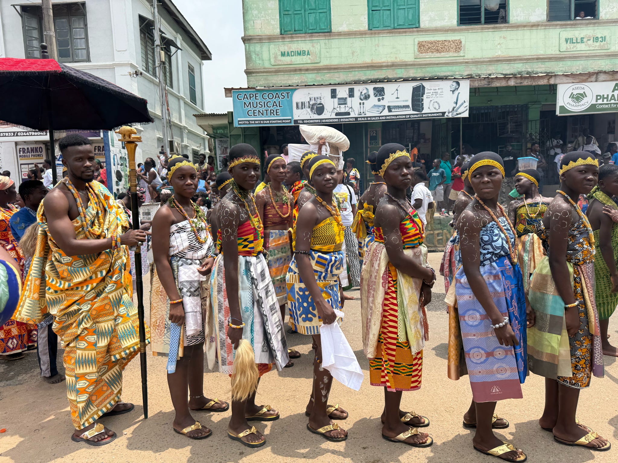 A cultural procession in Cape Coast, Ghana