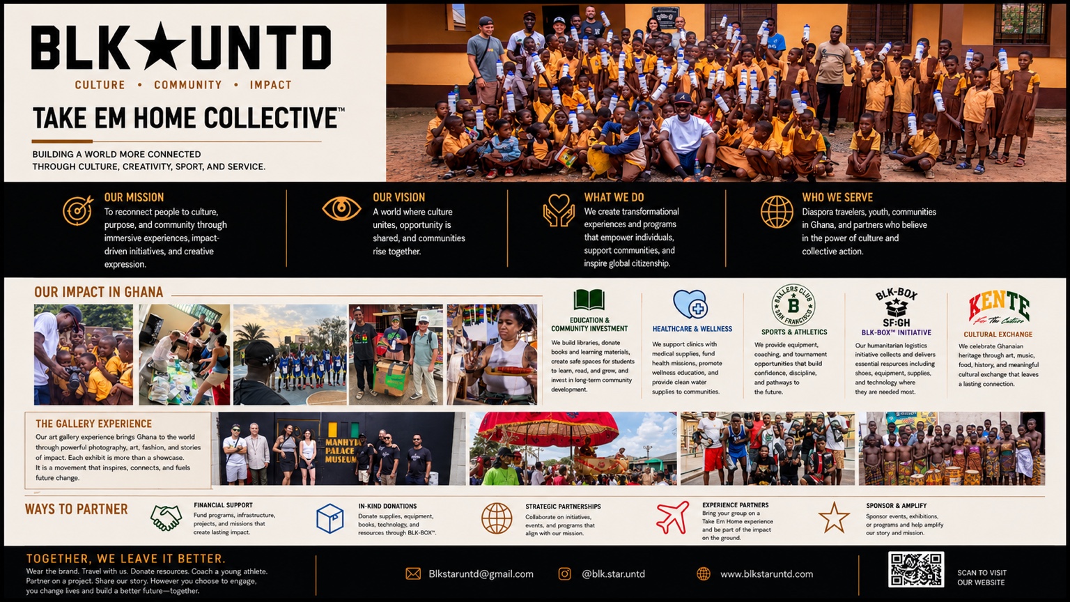 Landscape Take Em Home Collective overview with mission, impact areas and ways to partner